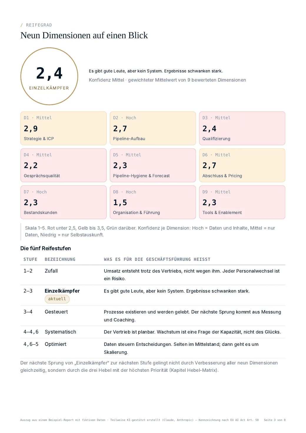 Beispiel-Report Seite Neun Dimensionen